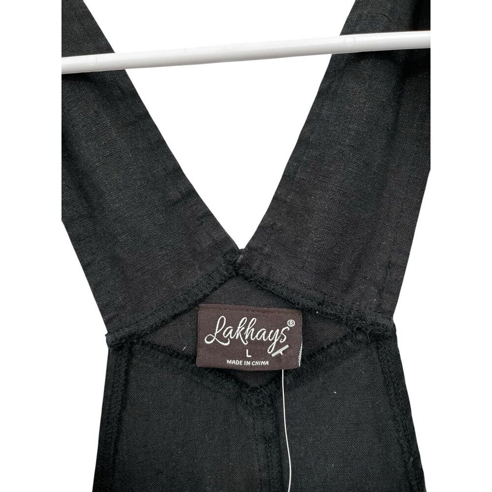 NWT Lakhays Overalls Black Cotton Hemp Lagenlook Boho Size Large - Picture 7 of 10